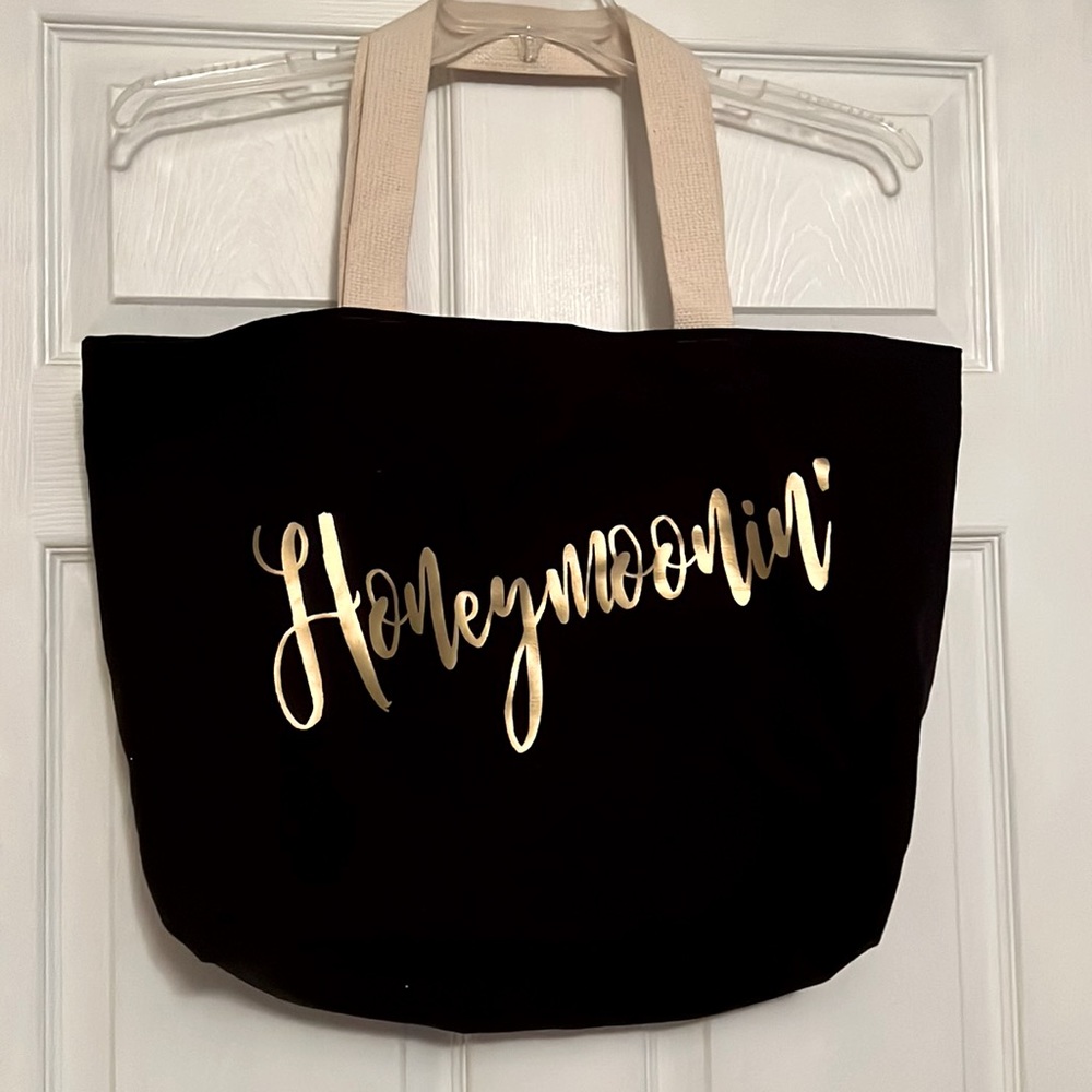 NWOT Black Honeymoon Canvas Tote Bag